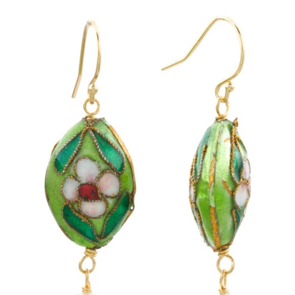 IRIS & LILY Cloissone&Pearl Earrings Sterling Silv - Picture 3 of 4